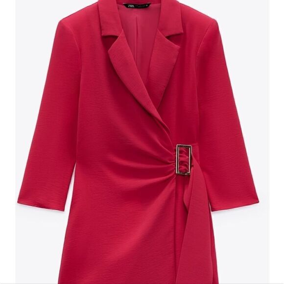ZARA BLAZER DRESS PLAYSUIT WITH BELT HOT PINK ZARA - Picture 8 of 11